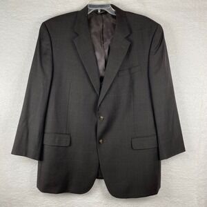 Jos A Bank Mens 48R Dark Brown Windowpane 100% Wool Two Button Blazer Sport Coat